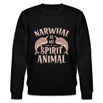 Le narval est mon animal spirituel-marin-licorne animal - Sweat bio CHANGER Stanley/Stella Unisexe - noir - Devant - Nik (191cm) & Marisol (170cm)