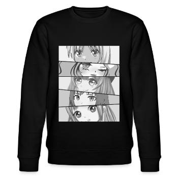 Anime Girls Gesicht Augen - Stanley/Stella Unisex Bio-Sweatshirt CHANGER  - Schwarz - Vorne - Nik (191cm) & Marisol (170cm)