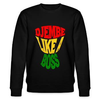Fröhliche Djembe wie ein Koch Afrikanische Trommel Typografie - Stanley/Stella Unisex Bio-Sweatshirt CHANGER  - Schwarz - Vorne - Nik (191cm) & Marisol (170cm)