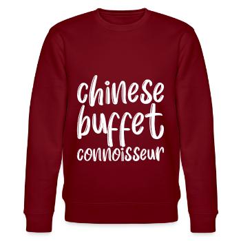 Chinese Buffet Connoisseur - Stanley/Stella CHANGER Unisex Organic Sweatshirt - burgundy - Front - Nik (191cm) & Marisol (170cm)