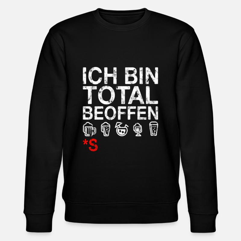 Betrunken Fun Spruch - Stanley/Stella Unisex Bio-Sweatshirt CHANGER  - Schwarz
