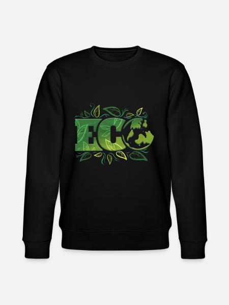 Logo Eco With Earth And Green Leaves For Earth Day - Stanley/Stella CHANGER Unisex Organic Sweatshirt - black