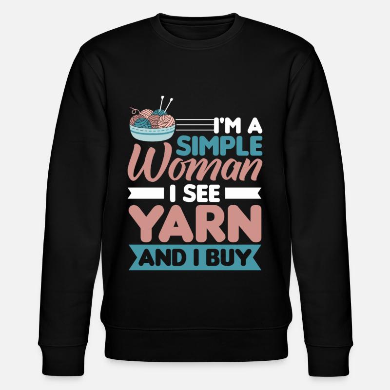 Handmade knitting funny knitting saying - Stanley/Stella CHANGER Unisex Organic Sweatshirt - black