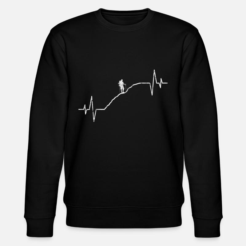 Wandern Wanderer Herzschlag - Stanley/Stella Unisex Bio-Sweatshirt CHANGER  - Schwarz