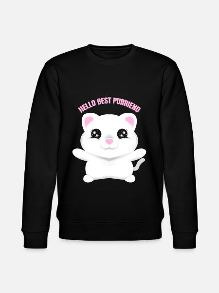 White Cat Says Hello Best Purrfriend On Purrsday - Stanley/Stella CHANGER Unisex Organic Sweatshirt - black