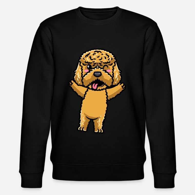 Kawaii Cockapoo Dog Emoticon - Stanley/Stella CHANGER Unisex Organic Sweatshirt - black