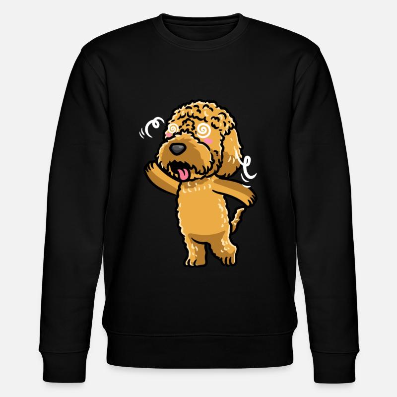 Kawaii Cockapoo Dog Emoticon - Stanley/Stella CHANGER Unisex Organic Sweatshirt - black