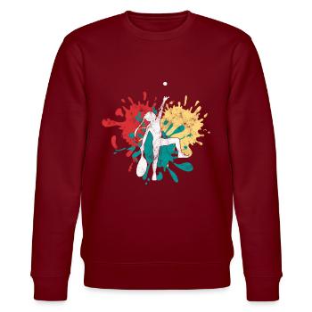Tennis Tennisspielerin Silhouette - Stanley/Stella Unisex Bio-Sweatshirt CHANGER  - Burgunderrot - Vorne - Nik (191cm) & Marisol (170cm)