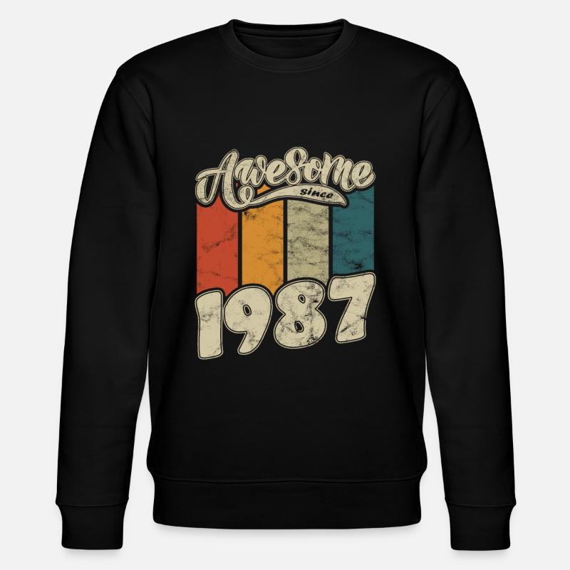 1987 Birthday Awesome since Retro - Stanley/Stella CHANGER Unisex Organic Sweatshirt - black