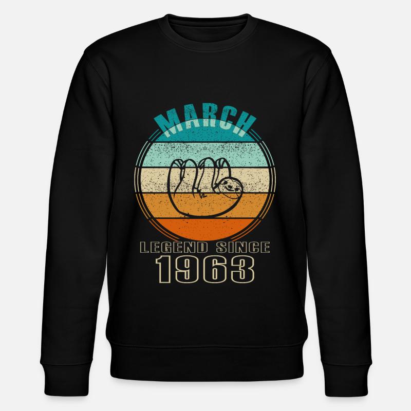 Faultier März 1963 - Geburtstag im März - Stanley/Stella Unisex Bio-Sweatshirt CHANGER  - Schwarz