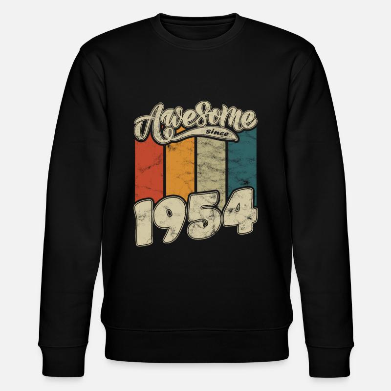 1954 Birthday Awesome since Retro - Stanley/Stella CHANGER Unisex Organic Sweatshirt - black