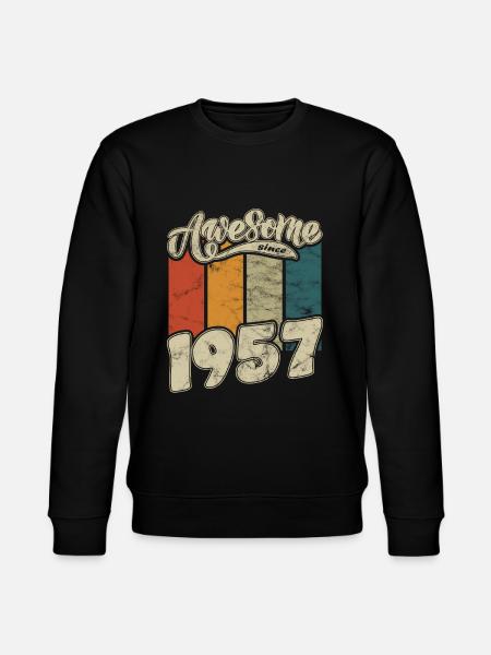 1957 Birthday Awesome since Retro - Stanley/Stella CHANGER Unisex Organic Sweatshirt - black