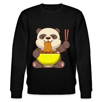 Panda Ramen Japanisches Essen - Stanley/Stella Unisex Bio-Sweatshirt CHANGER  - Schwarz - Vorne - Nik (191cm) & Marisol (170cm)