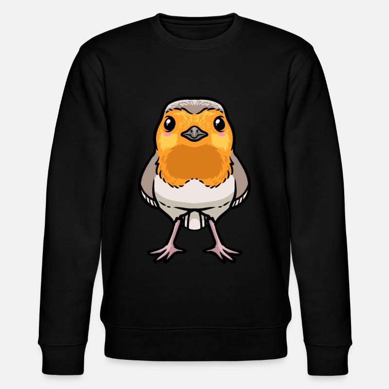 Rotkehlchen Vogel Kawaii Emoticon - Stanley/Stella Unisex Bio-Sweatshirt CHANGER  - Schwarz