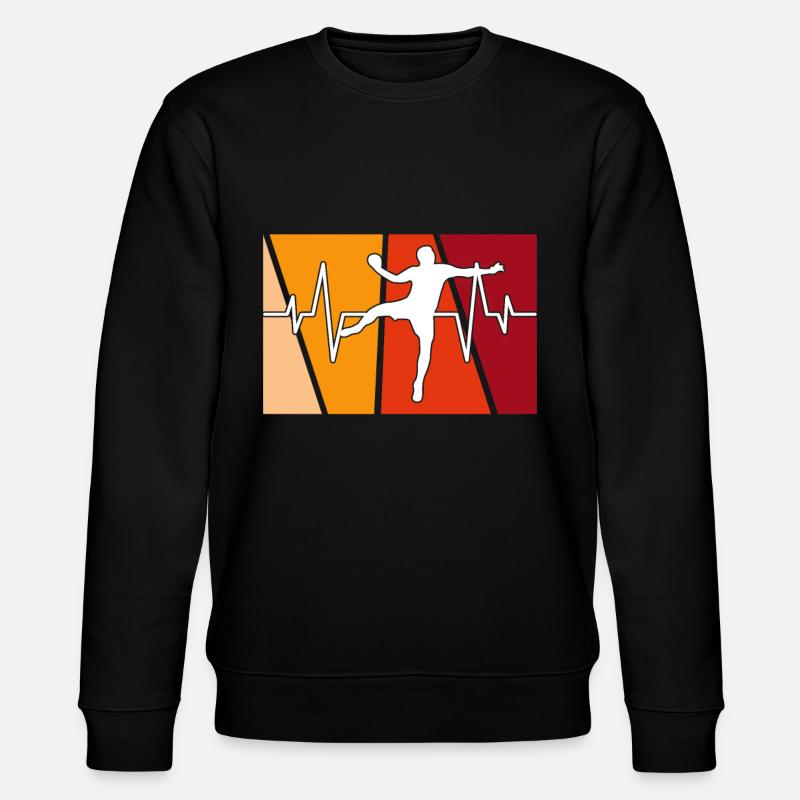 Handball Retro Herzschlag - Stanley/Stella Unisex Bio-Sweatshirt CHANGER  - Schwarz