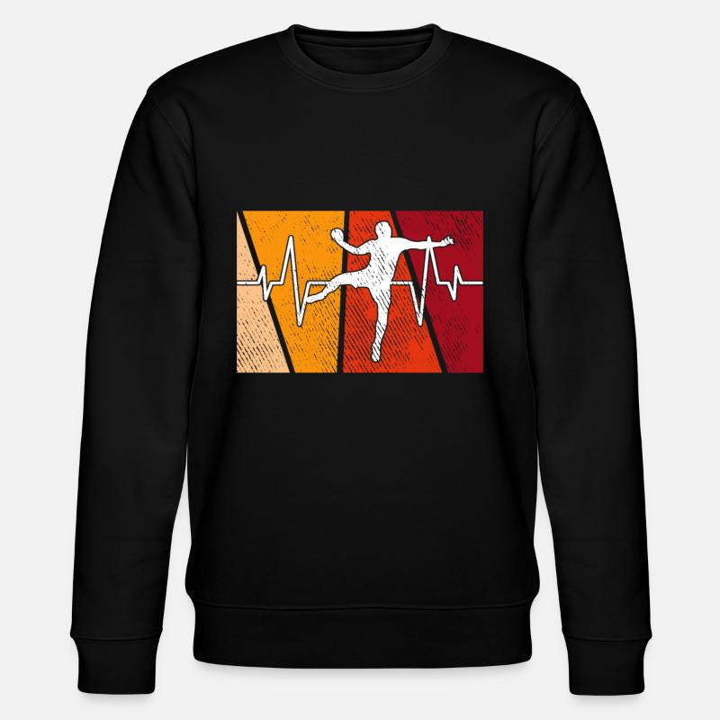 Handball Retro Herzschlag - Stanley/Stella Unisex Bio-Sweatshirt CHANGER  - Schwarz