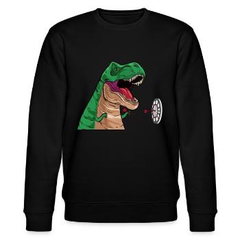 Dart Turnier Dinosaurus Rex Dart Spieler - Stanley/Stella Unisex Bio-Sweatshirt CHANGER  - Schwarz - Vorne - Nik (191cm) & Marisol (170cm)