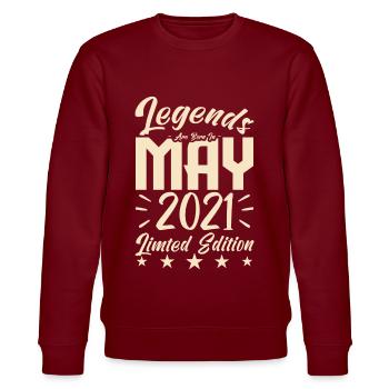 Geboren Mai 2021 Geburtstagsgeschenk 2021. - Stanley/Stella Unisex Bio-Sweatshirt CHANGER  - Burgunderrot - Vorne - Nik (191cm) & Marisol (170cm)