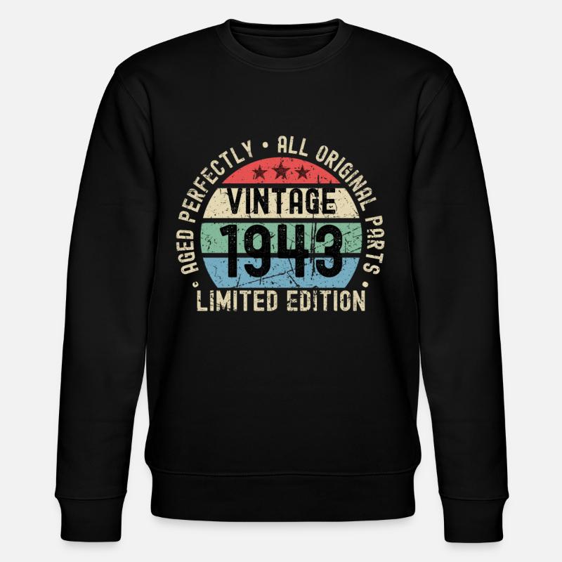 80e anniversaire millésime 1943 - Sweat bio CHANGER Stanley/Stella Unisexe - noir