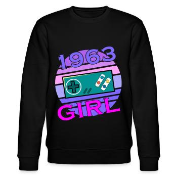 Level 60 Freigeschaltet Awesome seit 1963 Funny - Stanley/Stella Unisex Bio-Sweatshirt CHANGER  - Schwarz - Vorne - Nik (191cm) & Marisol (170cm)