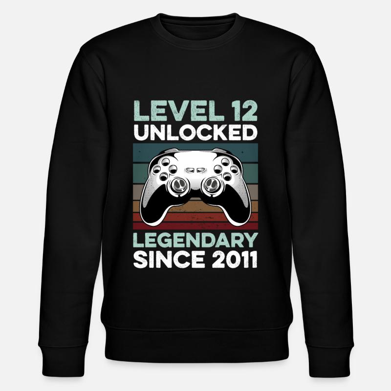 Level 12 Jahre Geburtstag Jahr 2011 Gamer Junge - Stanley/Stella Unisex Bio-Sweatshirt CHANGER  - Schwarz