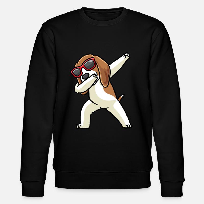 Beagle dog dancing with sunglasses - Stanley/Stella CHANGER Unisex Organic Sweatshirt - black