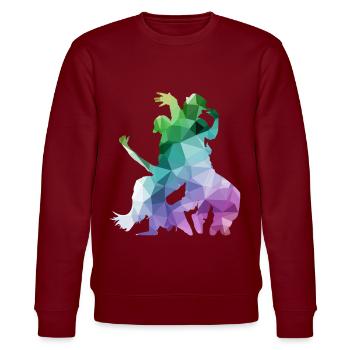 Breakdance B-Boy Breaker Breakdancer B-Girl HipHop - Stanley/Stella Unisex Bio-Sweatshirt CHANGER  - Burgunderrot - Vorne - Nik (191cm) & Marisol (170cm)