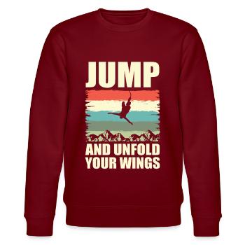 Springe Und Entfalte Deine Flügel Bungee-jumping - Stanley/Stella Unisex Bio-Sweatshirt CHANGER  - Burgunderrot - Vorne - Nik (191cm) & Marisol (170cm)