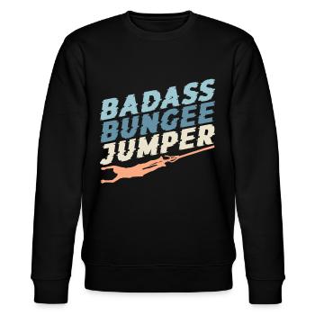Badass Bungee Jumper Bungee Jumping Adrenalin - Stanley/Stella Unisex Bio-Sweatshirt CHANGER  - Schwarz - Vorne - Nik (191cm) & Marisol (170cm)