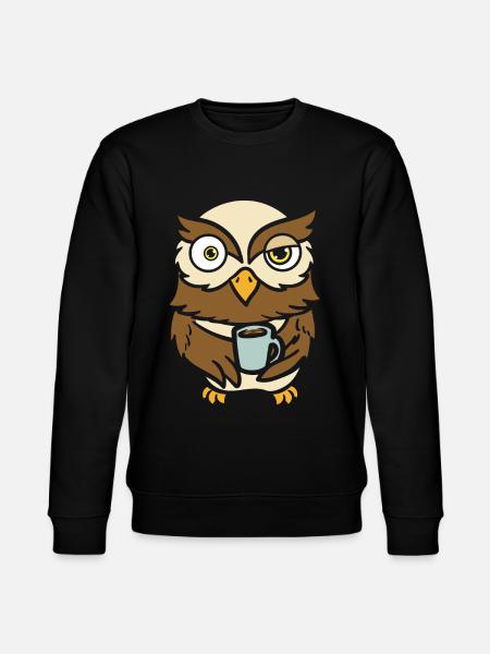 Owl Bird Owner Coffee Drinker - Stanley/Stella CHANGER Unisex Organic Sweatshirt - black