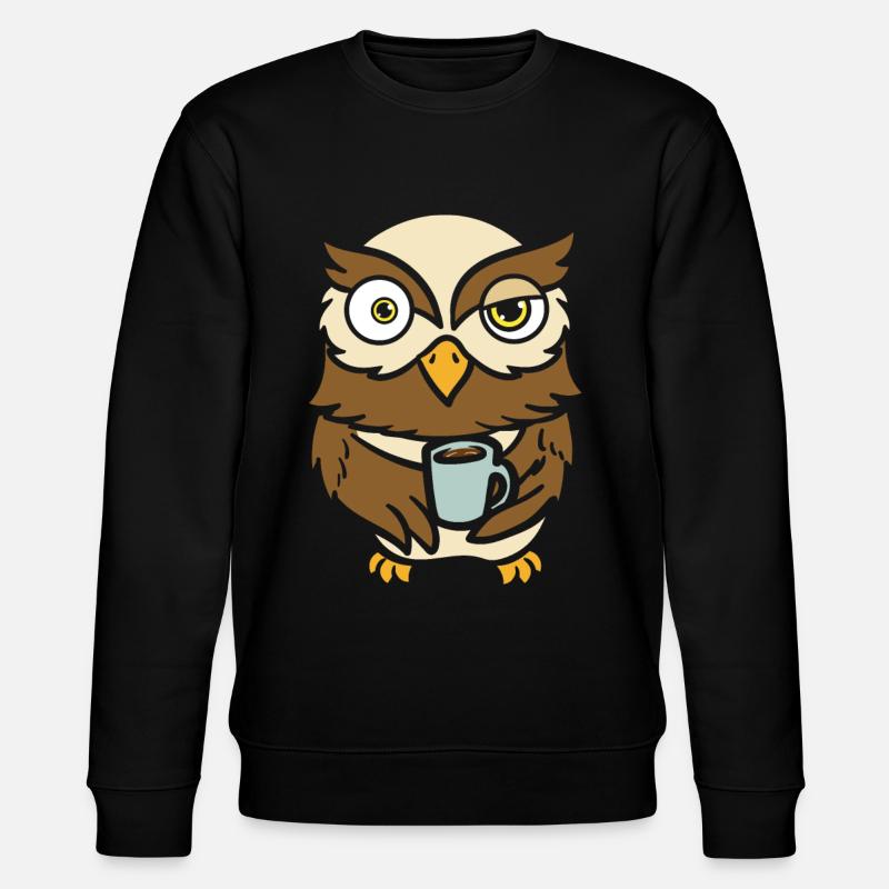 Owl Bird Owner Coffee Drinker - Stanley/Stella CHANGER Unisex Organic Sweatshirt - black