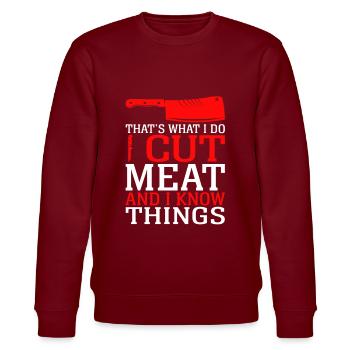 Grillen Steak Schweinefleisch Reiben Räuchern BBQ Fleisch Räuchern - Stanley/Stella Unisex Bio-Sweatshirt CHANGER  - Burgunderrot - Vorne - Nik (191cm) & Marisol (170cm)