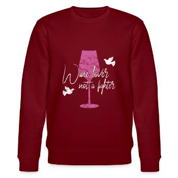 Wein Frieden Spruch - Stanley/Stella Unisex Bio-Sweatshirt CHANGER  - Burgunderrot - Vorne - Nik (191cm) & Marisol (170cm)