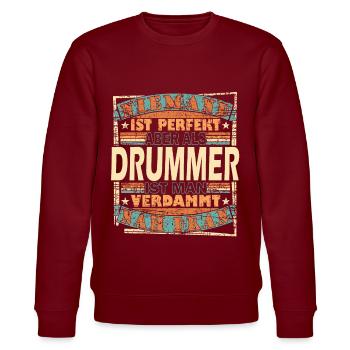Drums Retro Schlagzeug Musiker Rock neu Geschenk - Stanley/Stella Unisex Bio-Sweatshirt CHANGER  - Burgunderrot - Vorne - Nik (191cm) & Marisol (170cm)