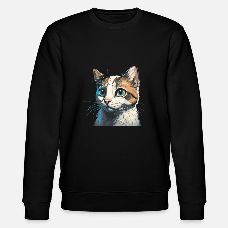 Dessin de chat mignon - Sweat bio CHANGER Stanley/Stella Unisexe - noir