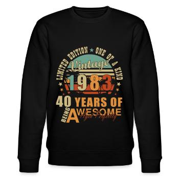 1983 - Jahrgang 1983 - Baujahr 1983 - Stanley/Stella Unisex Bio-Sweatshirt CHANGER  - Schwarz - Vorne - Nik (191cm) & Marisol (170cm)