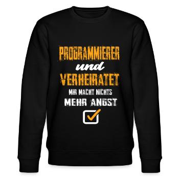 Programmierer - Stanley/Stella Unisex Bio-Sweatshirt CHANGER  - Schwarz - Vorne - Nik (191cm) & Marisol (170cm)