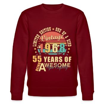 1968 55 Jahre Jubiläumsgeschenk - Stanley/Stella Unisex Bio-Sweatshirt CHANGER  - Burgunderrot - Vorne - Nik (191cm) & Marisol (170cm)