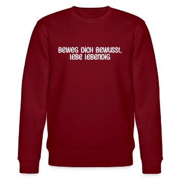 Pilates - Beweg dich bewusst, lebe lebendig - Stanley/Stella Unisex Bio-Sweatshirt CHANGER  - Burgunderrot - Vorne - Nik (191cm) & Marisol (170cm)