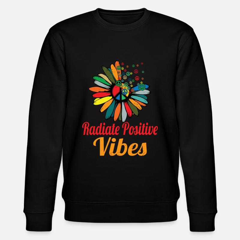 Hippie Peace Zeichen Frieden Blumen Blumenkind - Stanley/Stella Unisex Bio-Sweatshirt CHANGER  - Schwarz