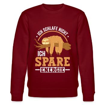 Ich spare Energie - Stanley/Stella Unisex Bio-Sweatshirt CHANGER  - Burgunderrot - Vorne - Nik (191cm) & Marisol (170cm)