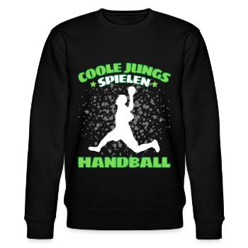 COOLE JUNGS SPIELEN HANDBALL Handballer - Stanley/Stella Unisex Bio-Sweatshirt CHANGER  - Schwarz - Vorne - Nik (191cm) & Marisol (170cm)