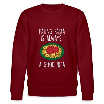Lustige Pasta-Sprüche Essen Pasta-Liebhaber - Stanley/Stella Unisex Bio-Sweatshirt CHANGER  - Burgunderrot - Vorne - Nik (191cm) & Marisol (170cm)
