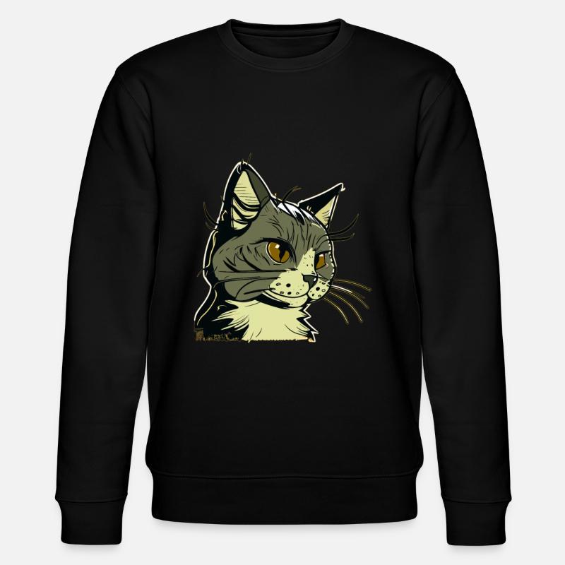Katze im comic style - Stanley/Stella Unisex Bio-Sweatshirt CHANGER - Schwarz
