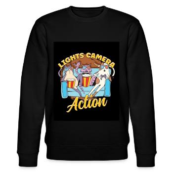 Ligts Camera Action - Stanley/Stella Unisex Bio-Sweatshirt CHANGER  - Schwarz - Vorne - Nik (191cm) & Marisol (170cm)
