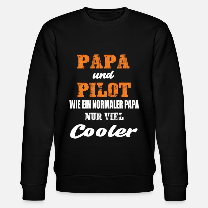 Papa und Pilot - Stanley/Stella Unisex Bio-Sweatshirt CHANGER  - Schwarz
