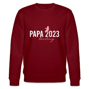 Papa 2023 loading - Stanley/Stella Unisex Bio-Sweatshirt CHANGER  - Burgunderrot - Vorne - Nik (191cm) & Marisol (170cm)