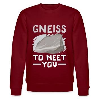 Gneiss to get to know Geology Stone collecting - Stanley/Stella CHANGER Unisex Organic Sweatshirt - burgundy - Front - Nik (191cm) & Marisol (170cm)