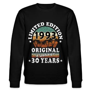 1993 30. Geburtstag - Stanley/Stella Unisex Bio-Sweatshirt CHANGER  - Schwarz - Vorne - Nik (191cm) & Marisol (170cm)