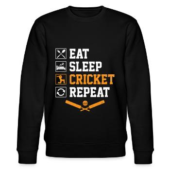 Eat Sleep Cricket Repeat Cricketer Cricket Player - Stanley/Stella Unisex Bio-Sweatshirt CHANGER  - Schwarz - Vorne - Nik (191cm) & Marisol (170cm)
